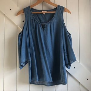 Denim Cold-Shoulder Top